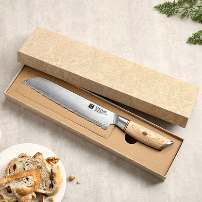 XINZUO Lan Series 3-layer Composite Steel  8.5 inches Bread Knife