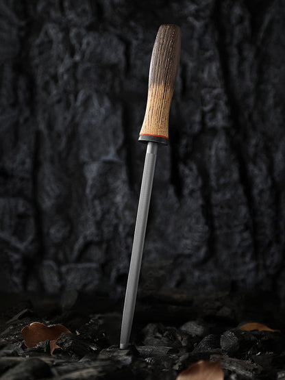 XINZUO 9 Inch Knife Sharpening Rod - High Carbon Steel Chrome Plated Honing Steel with Ergonomic Handle for Professional & Home Kitchen Use