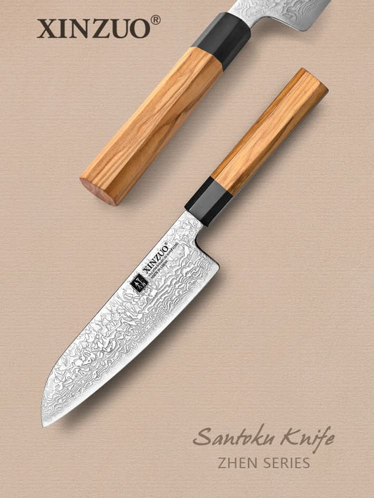 XINZUO PM8  Series 67 Layers Damascus Powder Steel Santoku Knife 7.5 inches