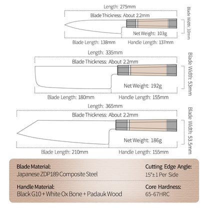 XINZUO Zhen F5 Series Japanese ZDP-189 Composite Steel 3PCS Knife Set