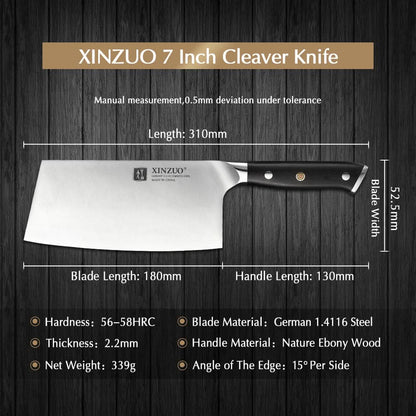 XINZUO YU SERIES Stainless Steel 7‘’ inch Cleaver Kitchen Knife
