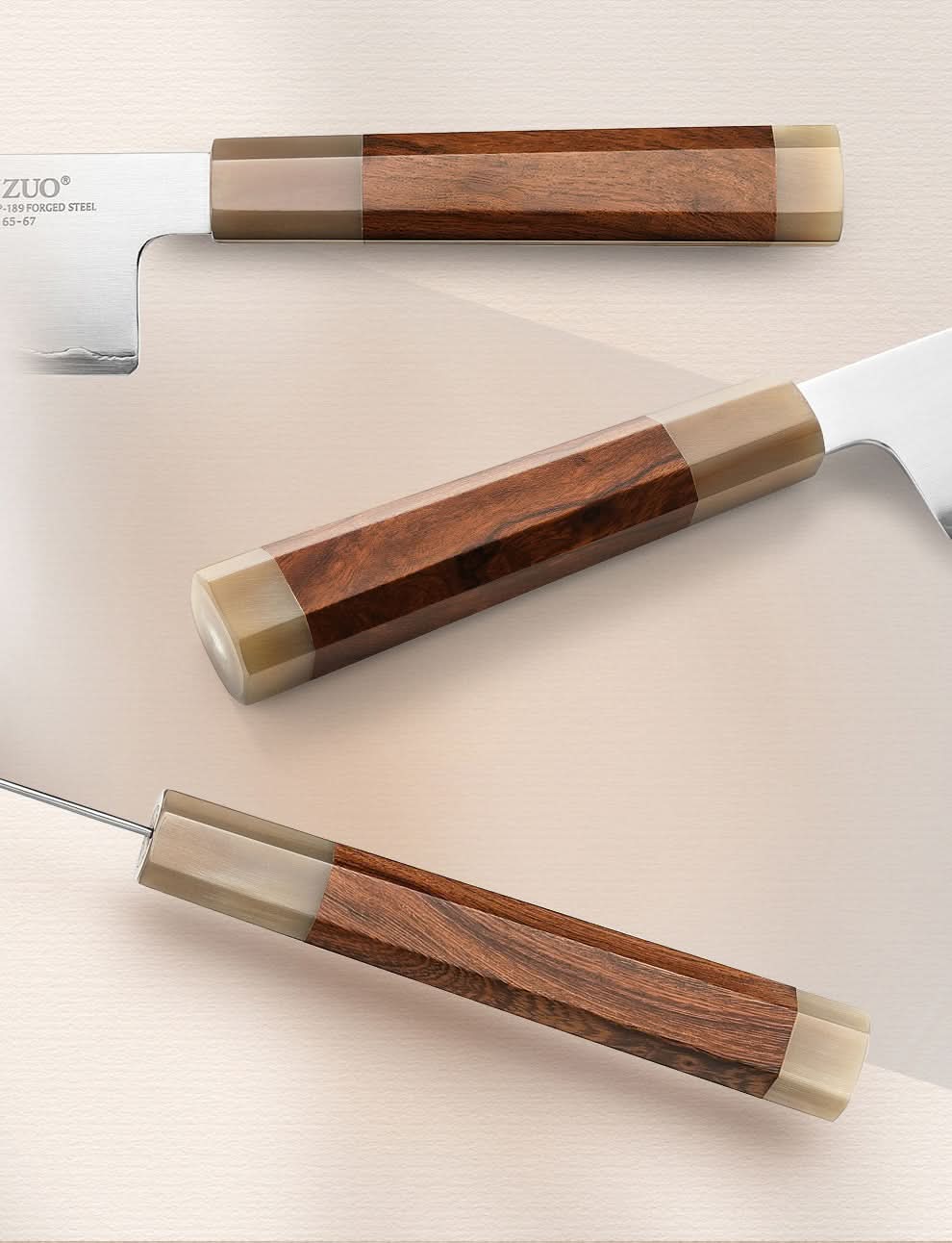 XINZUO Zhen XZ05 Series ZDP-189 Powder Steel Chef Knife 8.5 Inch, Made of Three-layer Composite Steel, Hardness Reaches 65-67HRC, Desert lronwood Octagonal HandIe