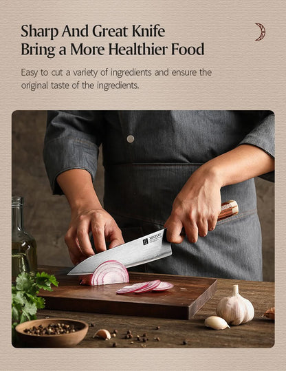 XINZUO Zhen XZ05 Series ZDP-189 Powder Steel Kitchen Knife 5pcs Set, Made of Three-layer Composite Steel, Hardness Reaches 65-67HRC, Desert lronwood Octagonal HandIe