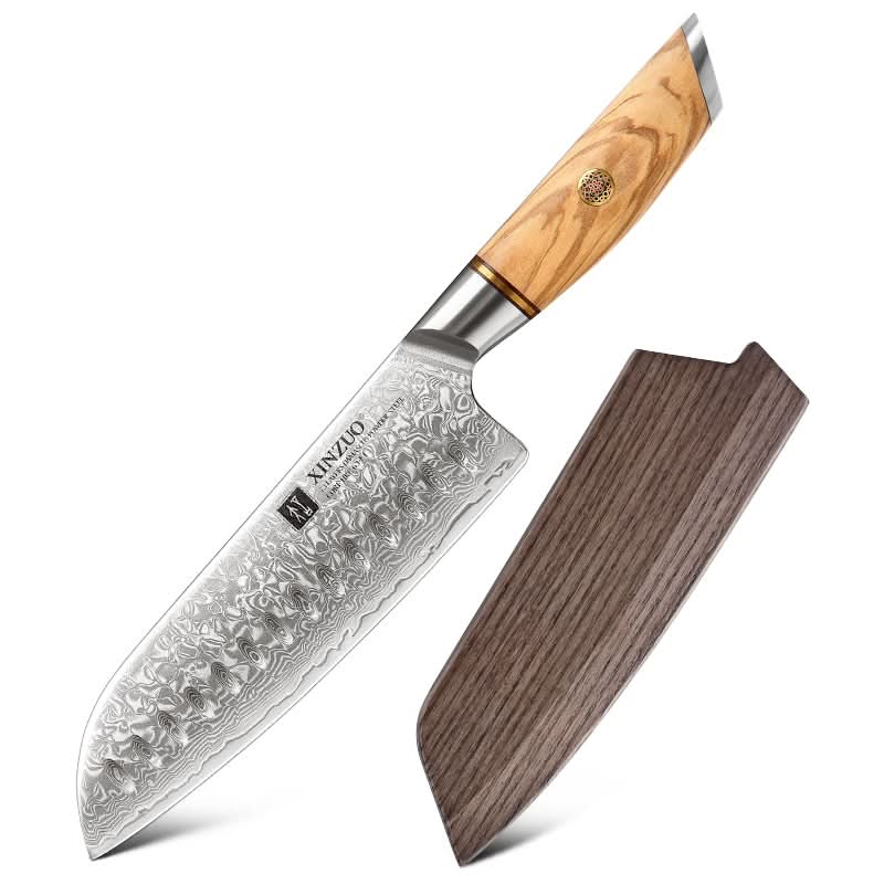 XINZUO Lan Series 73 Layers Damascus Powder Steel Santoku Knife