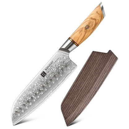 XINZUO Lan Series 73 Layers Damascus Powder Steel Santoku Knife