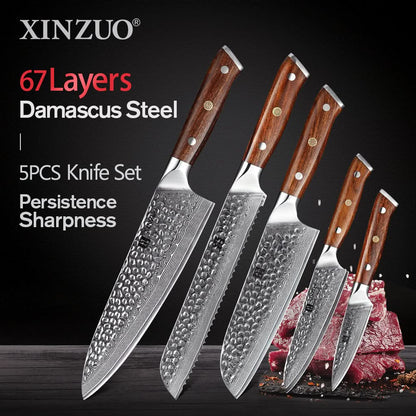 XINZUO YU STRIA HAMMER DAMASCUS SERIES 6-Piece Kitchen Knife Set